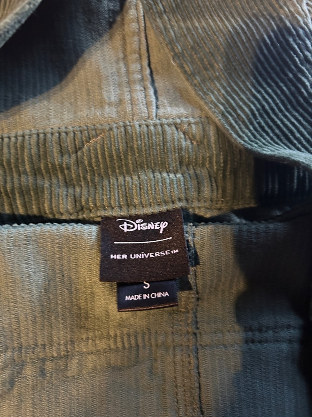 Green Corduroy Short Overalls with Disney Halloween Embroidery - Picture 8 of 9